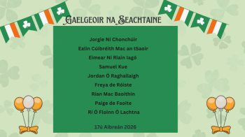 Gaelgeoirí na Seachtaine17ú Aibreán 2026